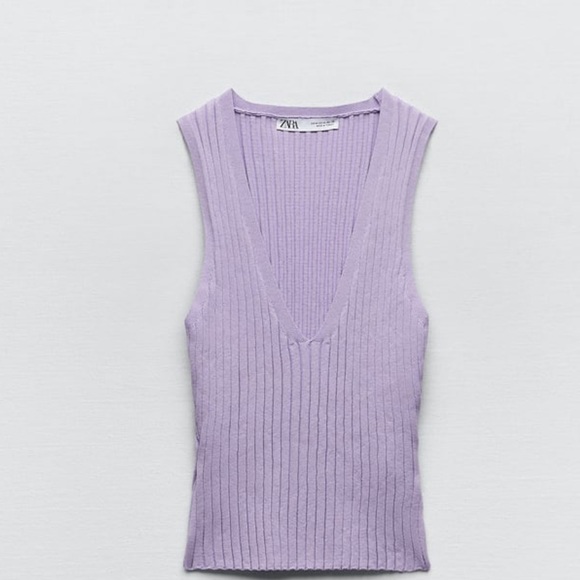 Lavender purple knit sweater short sleeve top - Picture 5 of 8
